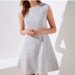 White Dress with Black Line Design